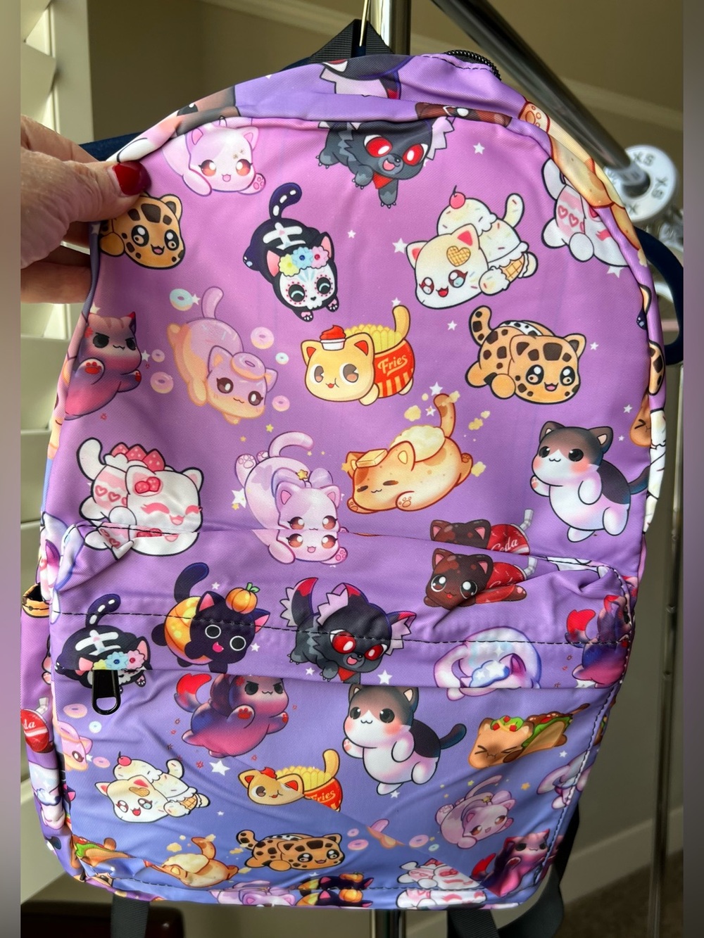 Purple NEW Cute Cats Print Backpack - Unbranded